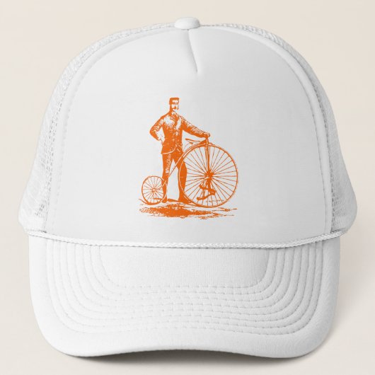 Man met Penny Farthing - Oranje Trucker Pet (Voorkant)