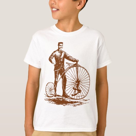 Man met Penny Farthing - Walnut Brown T-shirt (Voorkant)