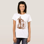 Man met Penny Farthing - Walnut Brown T-shirt (Voorkant volledig)