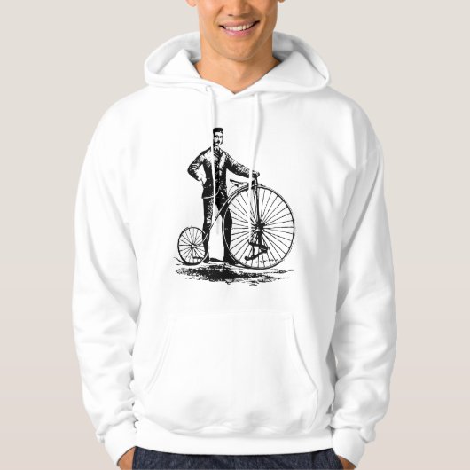 Man met Penny Farthing - zwart Hoodie (Voorkant)