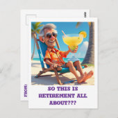 " MAN MET PENSIOEN OP HET STRAND " BRIEFKAART (Voorkant / Achterkant)