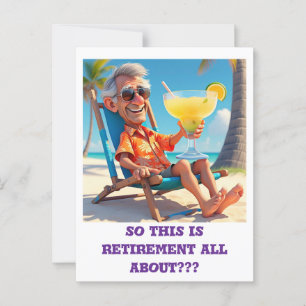 " MAN MET PENSIOEN OP HET STRAND " BRIEFKAART