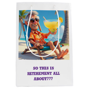 " MAN MET PENSIOEN OP HET STRAND " MEDIUM CADEAUZAKJE