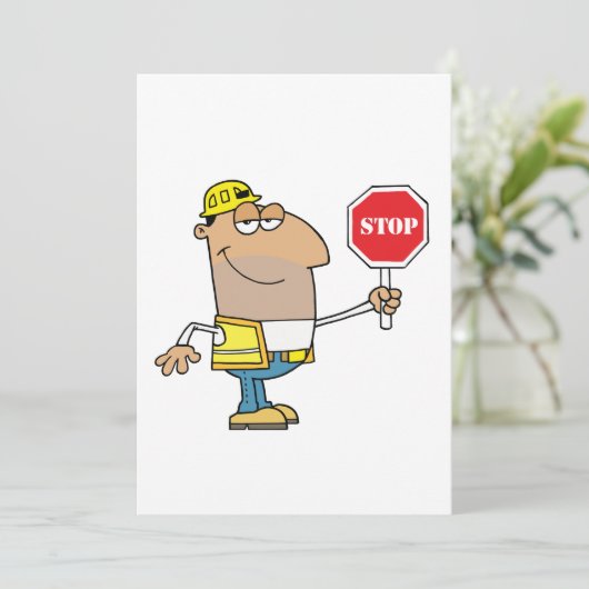 Man met stopteken kaart (Staand voorkant)