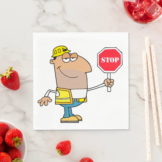 Man met stopteken servetten