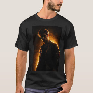 Man met t-shirt met gouden licht