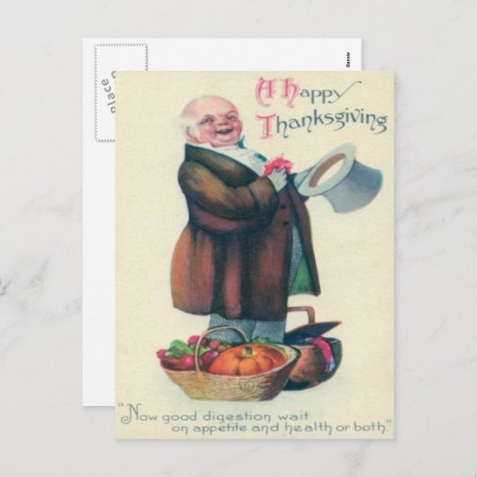 Man met Thanksgiving manden Feestdagenkaart (Voorkant / Achterkant)