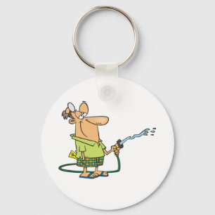 Man met tuinslang sleutelhanger