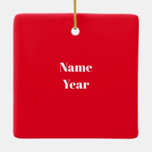 Man met twee blikken kerstversiering keramisch ornament (Achterkant)