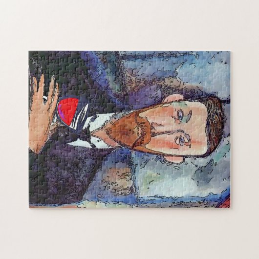 Man met wijn Jigzaag Puzzle Legpuzzel (Horizontaal)