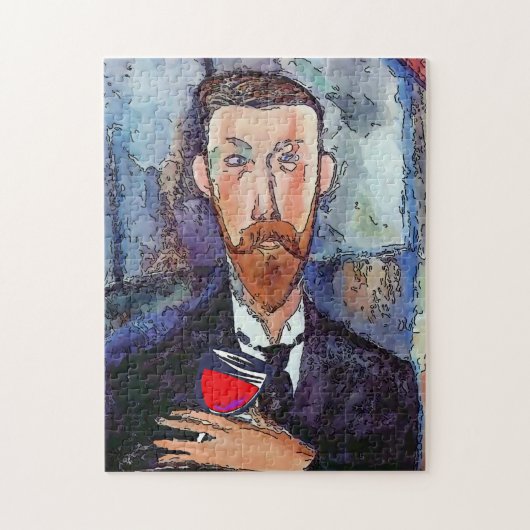 Man met wijn Jigzaag Puzzle Legpuzzel (Verticaal)