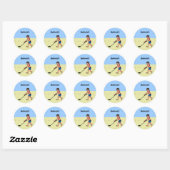  Man metaaldetecteren op het strand Ronde Sticker (Vel)