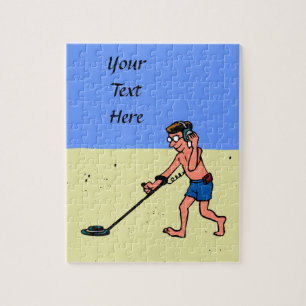 Man metaaldetecteren strand legpuzzel