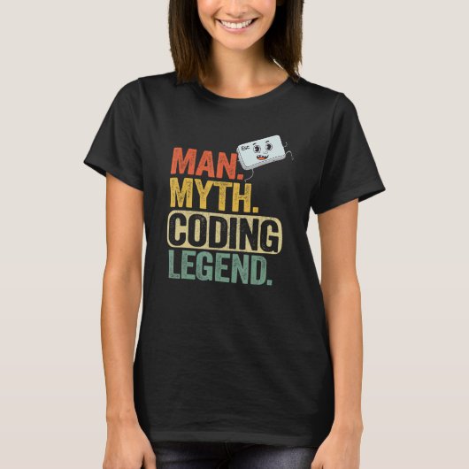 Man Myth Codering Legend Coder Pap Geek Computer P T-shirt (Voorkant)
