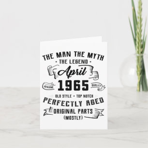 Man Myth Legend April 1965 60ste verjaardag T-shir Kaart