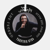 Man Myth Legend Foto Verjaardag Glas Ornament (Achterkant)