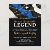 Man Myth Legend Thin Blue Line Police Retirement Uitnodiging Briefkaart (Voorkant)