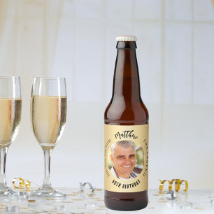 Man mythe legende foto gouden verjaardagsfeestje bier etiket