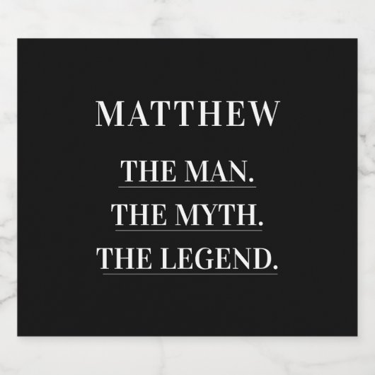 Man mythe legende foto verjaardagsfeestje bier etiket (Enkel label)