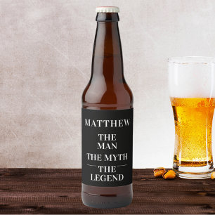 Man mythe legende foto verjaardagsfeestje bier etiket