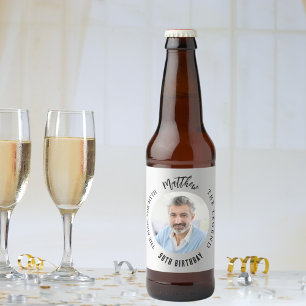 Man mythe legende foto zilveren verjaardagsfeestje bier etiket