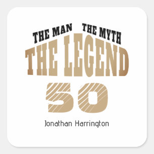 Man Mythe Legende Luxe Zwart Goud 50ste Verjaardag Vierkante Sticker
