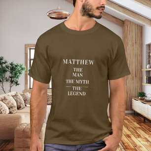 Man mythe legende naam bruin t-shirt