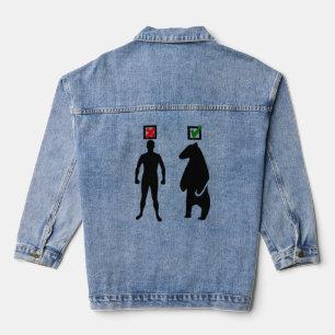 man of beer feministische meme zwart denim jacket