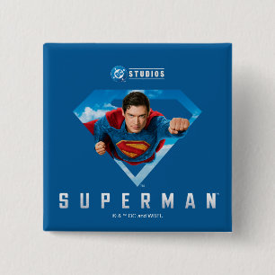 Man of Steel in Flight Vierkante Button 5,1 Cm