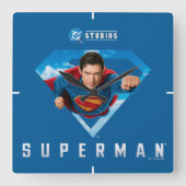 Man of Steel in Flight Vierkante Klok (Voorkant)