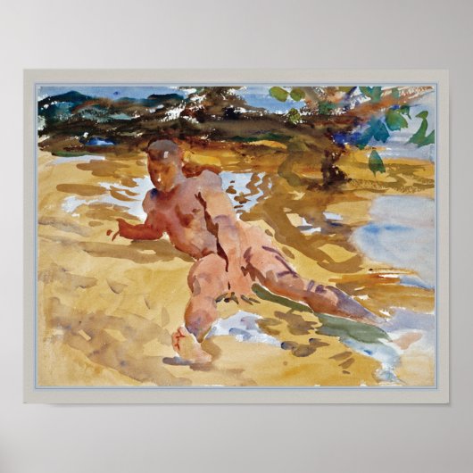 Man op Beach Florida door John Singer Sargent Poster (Voorkant)