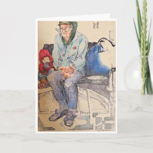 Man op de bus kaart (Voorkant)