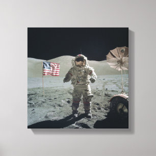 Man op de Druk van het Canvas van de Moon Afdruk