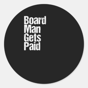 Man op de kaart wordt betaald ronde sticker