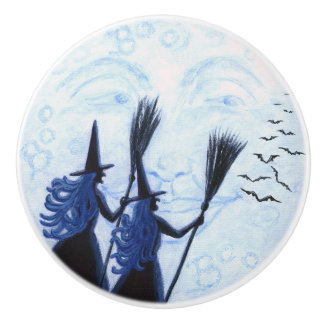 Man op de maan en heksenknoppen keramische knop