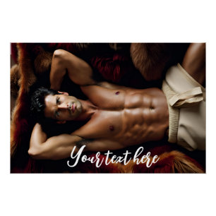 Man op een Bearskin vloerkleed Perfect Poster