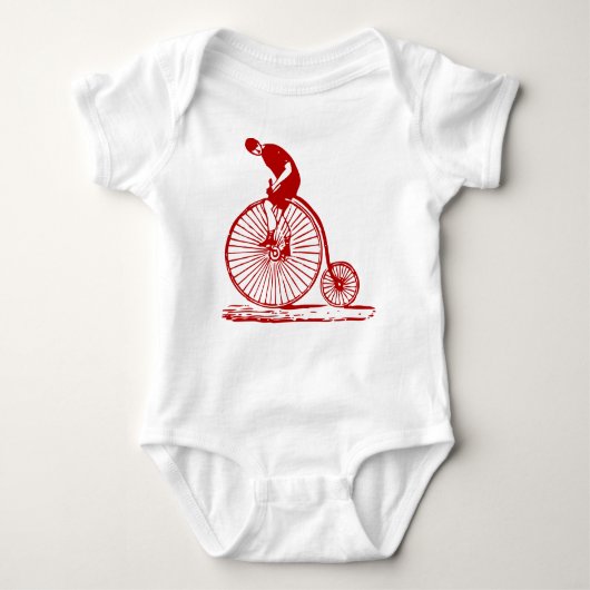 Man op een Penny Farthing - Ruby Red Romper (Voorkant)