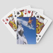 Man op een snowboard die van een kraanhuis springt speelkaarten (Achterkant)