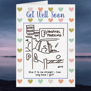 Man op een ziekenhuisparkeerplaats vraagt zich af 