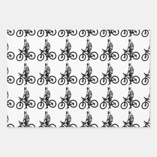 Man op fiets grafisch motiefpatroon inpakpapier vel (Voorkant 2)