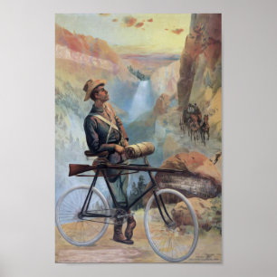 Man op fiets, Yellowstone National Park  Poster