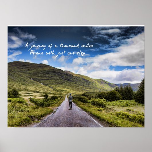 Man op het platteland Reis start een stap Poster (Voorkant)