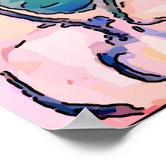 Man op mobiele telefoon Abstract, Matisse Style Poster (Hoek)