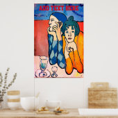 Man op mobiele telefoon Abstract, Matisse Style Poster (Keuken)