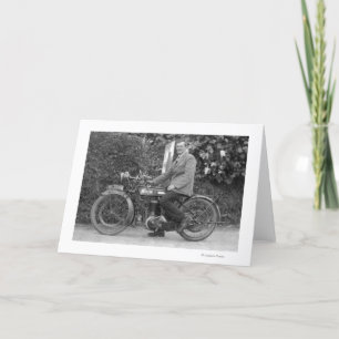 Man op oude motorfiets B.S.A. Kaart