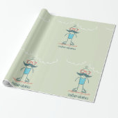 Man op rolpoorten cadeaupapier (Uitgerold)