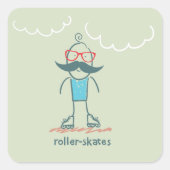 Man op rolpoorten vierkante sticker (Voorkant)