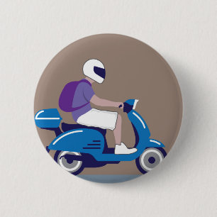 Man op scooter ronde button 5,7 cm