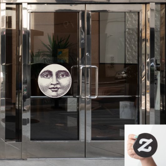 man op volle maan raamsticker (Kantoordeur)