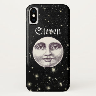 man op volle maan zwart wit iPhone x hoesje